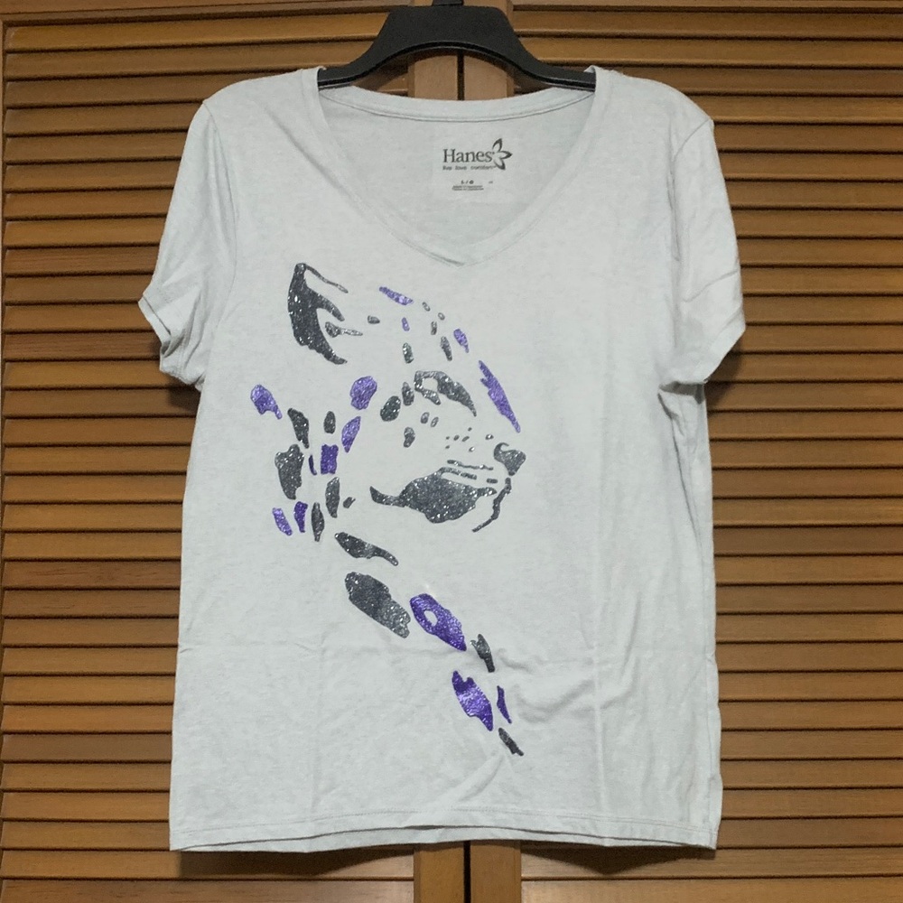 Hanes Comfort Cheetah Abstract T-shirt Large L - Picture 1 of 5